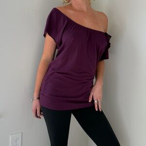 Vintage 90s purple off the shoulder flower motif top